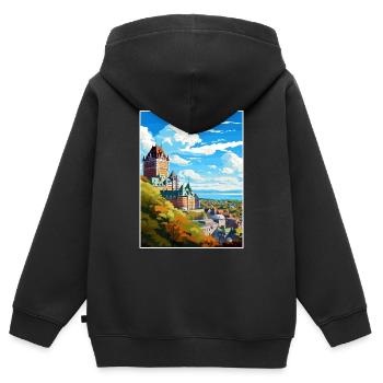 Quebec Canada Vintage Travel Poster WPA Souvenir - Kids Premium Organic Zip-up Hoodie - black - Back - AI Model Kid Male (0cm)