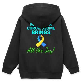 Down-Syndrom-Bewusstsein Joyful Extra Chromosom - Kinder Premium Organic Zip Hoodie - Schwarz - Hinten - AI Model Kid Male (0cm)