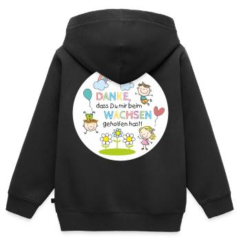 Merci de vous aider à grandir - Kita Farewell - Sweat Premium à capuche zippé enfant bio - noir - Dos - AI Model Kid Male (0cm)