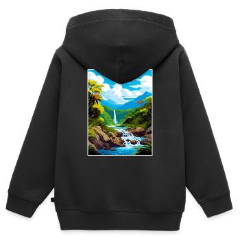 Nasse Tropen von Queensland Vintage-Reiseposter - Kinder Premium Organic Zip Hoodie - Schwarz - Hinten - AI Model Kid Male (0cm)