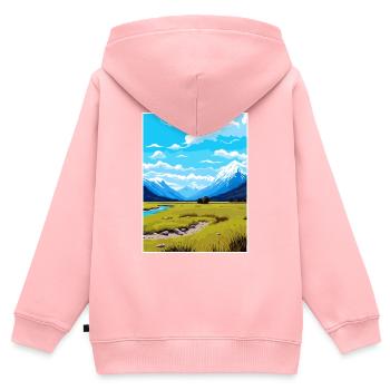 Arthurs Pass Nationalpark Vintage Reiseposter - Kinder Premium Organic Zip Hoodie - Rosa - Hinten - AI Model Kid Female (0cm)