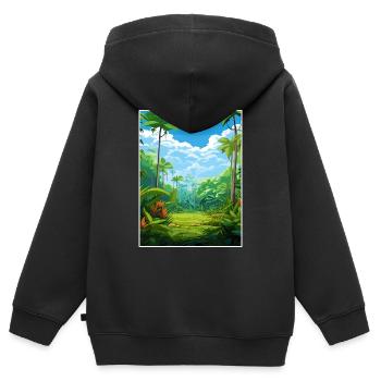 Nasse Tropen von Queensland Vintage-Reiseposter - Kinder Premium Organic Zip Hoodie - Schwarz - Hinten - AI Model Kid Male (0cm)