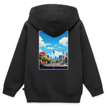 Auckland Neuseeland Neuseeland Vintage Reiseposter WPA - Kinder Premium Organic Zip Hoodie - Schwarz - Hinten - AI Model Kid Male (0cm)