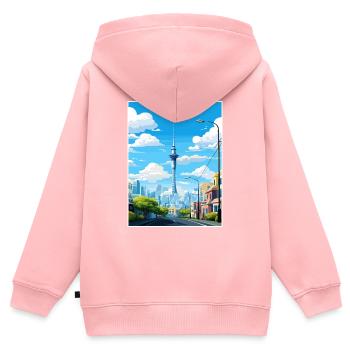 Auckland Neuseeland Neuseeland Vintage Reiseposter WPA - Kinder Premium Organic Zip Hoodie - Rosa - Hinten - AI Model Kid Female (0cm)