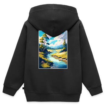 Wye Creek Decoration New Zealand Travel Poster - Kids Premium Organic Zip-up Hoodie - black - Back - AI Model Kid Male (0cm)
