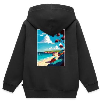 Mornington Halbinsel Australien Reiseposter - Kinder Premium Organic Zip Hoodie - Schwarz - Hinten - AI Model Kid Male (0cm)