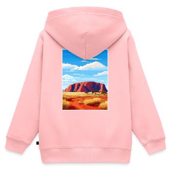 Souvenir du parc national d’Uluru Kata Tjuta en Australie - Sweat Premium à capuche zippé enfant bio - rose - Dos - AI Model Kid Female (0cm)