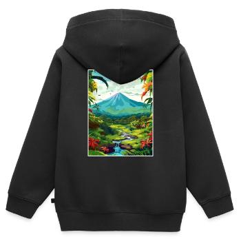 Costa Rica Vulkan Arenal Karibik Reiseposter - Kinder Premium Organic Zip Hoodie - Schwarz - Hinten - AI Model Kid Male (0cm)