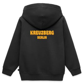 Kreuzberg Berlin - Kinder Premium Organic Zip Hoodie - Schwarz - Hinten - AI Model Kid Male (0cm)