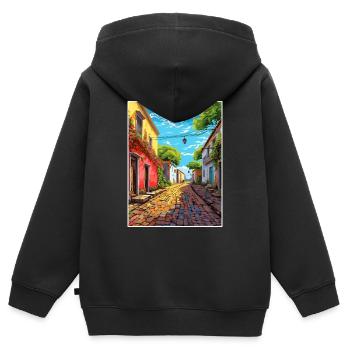 Colonia Del Sacramento Vintage Reiseposter WPA - Kinder Premium Organic Zip Hoodie - Schwarz - Hinten - AI Model Kid Male (0cm)