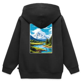 San Martin De Los Andes Vintage voyage affiche WPA - Sweat Premium à capuche zippé enfant bio - noir - Dos - AI Model Kid Male (0cm)