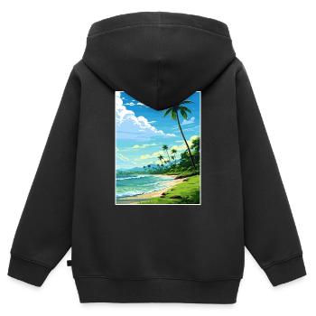 Péninsule d’Osa Costa Rica Vintage voyage affiche WPA - Sweat Premium à capuche zippé enfant bio - noir - Dos - AI Model Kid Male (0cm)