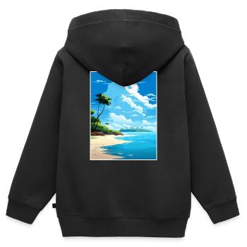 Tortuga Insel Costa Rica Vintage Reiseposter - Kinder Premium Organic Zip Hoodie - Schwarz - Hinten - AI Model Kid Male (0cm)