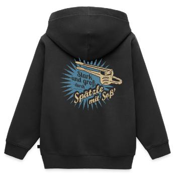 Spätzle mit Soß' - Kinder Premium Organic Zip Hoodie - Schwarz - Hinten - AI Model Kid Male (0cm)