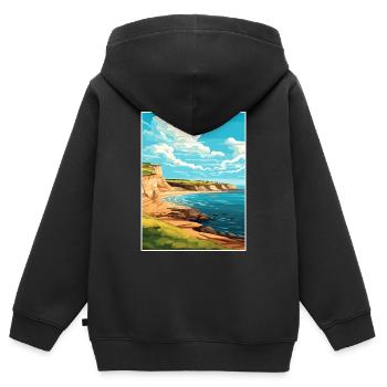 Valdes péninsule Argentine Vintage affiche de voyage - Sweat Premium à capuche zippé enfant bio - noir - Dos - AI Model Kid Male (0cm)