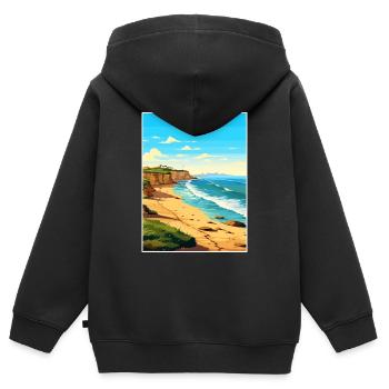 Valdes péninsule Argentine Vintage affiche de voyage - Sweat Premium à capuche zippé enfant bio - noir - Dos - AI Model Kid Male (0cm)