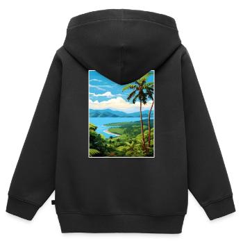 Péninsule de Nicoya Costa Rica Vintage Travel Poster - Sweat Premium à capuche zippé enfant bio - noir - Dos - AI Model Kid Male (0cm)