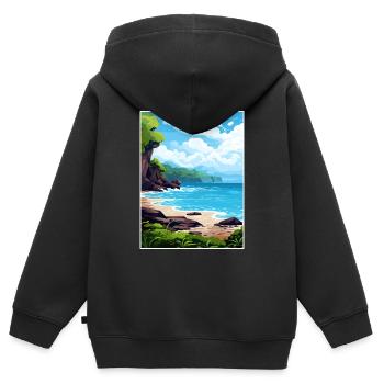 Péninsule de Papagayo Costa Rica affiche de voyage - Sweat Premium à capuche zippé enfant bio - noir - Dos - AI Model Kid Male (0cm)