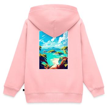 Bahamas Caraïbes Vintage voyage affiche Souvenir - Sweat Premium à capuche zippé enfant bio - rose - Dos - AI Model Kid Female (0cm)