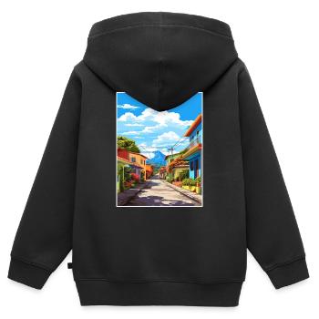 San Jose Costa Rica Vintage Reiseposter Souvenir - Kinder Premium Organic Zip Hoodie - Schwarz - Hinten - AI Model Kid Male (0cm)
