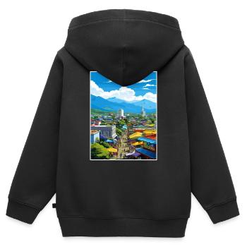 San Jose Costa Rica Vintage Reiseposter Souvenir - Kinder Premium Organic Zip Hoodie - Schwarz - Hinten - AI Model Kid Male (0cm)