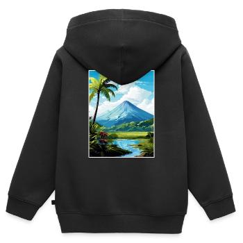La Fortuna Costa Rica Vintage Reiseposter WPA - Kinder Premium Organic Zip Hoodie - Schwarz - Hinten - AI Model Kid Male (0cm)