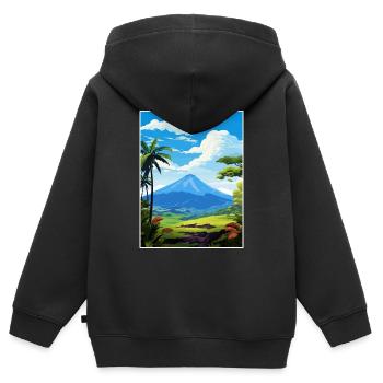 La Fortuna Costa Rica Vintage Reiseposter WPA - Kinder Premium Organic Zip Hoodie - Schwarz - Hinten - AI Model Kid Male (0cm)