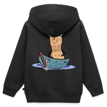 Cacahuète maritime capitaine marin Ahoy Nut bateau - Sweat Premium à capuche zippé enfant bio - noir - Dos - AI Model Kid Male (0cm)
