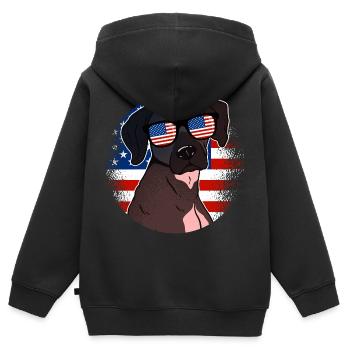 USA - Kinder Premium Organic Zip Hoodie - Schwarz - Hinten - AI Model Kid Male (0cm)