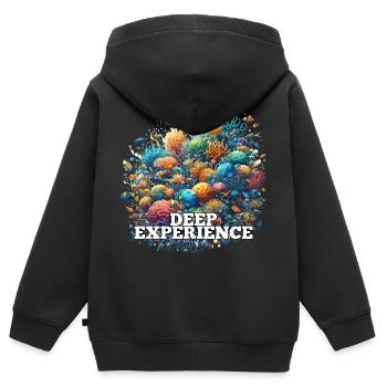 Tiefe Erfahrung Korallen Fische Geschenk - Kinder Premium Organic Zip Hoodie - Schwarz - Hinten - AI Model Kid Male (0cm)