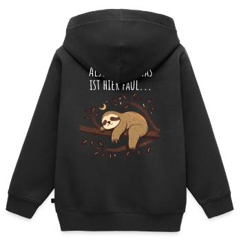 Il y a quelque chose de louche ici | Cadeau de paresseux - Sweat Premium à capuche zippé enfant bio - noir - Dos - AI Model Kid Male (0cm)