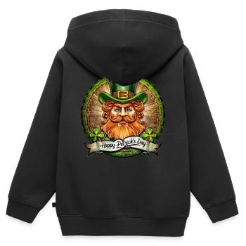 Happy Patricksday - Kinder Premium Organic Zip Hoodie - Schwarz - Hinten - AI Model Kid Male (0cm)