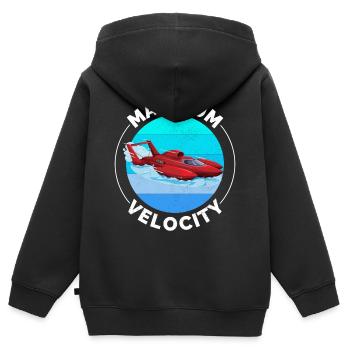Wasserflugzeug Rennen Schnellboot Motorboot - Kinder Premium Organic Zip Hoodie - Schwarz - Hinten - AI Model Kid Male (0cm)