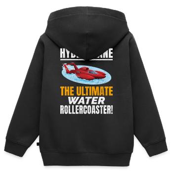 Hydroplane, Boat Racing, Rollercoaster Adventure, - Sweat Premium à capuche zippé enfant bio - noir - Dos - AI Model Kid Male (0cm)