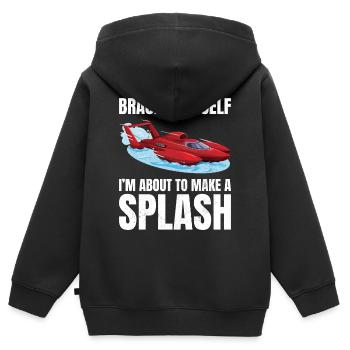 Splash Alert: Wasserflugzeug-Rennen Fun Wassersport - Kinder Premium Organic Zip Hoodie - Schwarz - Hinten - AI Model Kid Male (0cm)