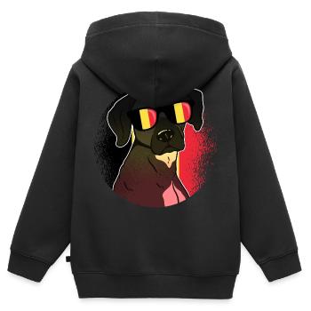 Belgien - Kinder Premium Organic Zip Hoodie - Schwarz - Hinten - AI Model Kid Male (0cm)