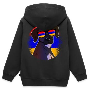 Armenien - Kinder Premium Organic Zip Hoodie - Schwarz - Hinten - AI Model Kid Male (0cm)
