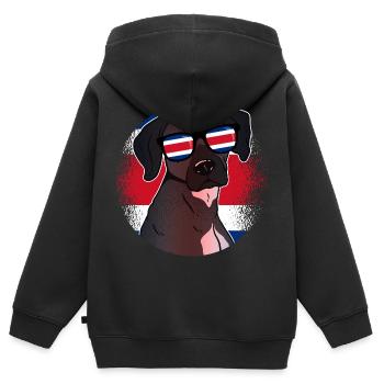 Costa Rica - Kinder Premium Organic Zip Hoodie - Schwarz - Hinten - AI Model Kid Male (0cm)