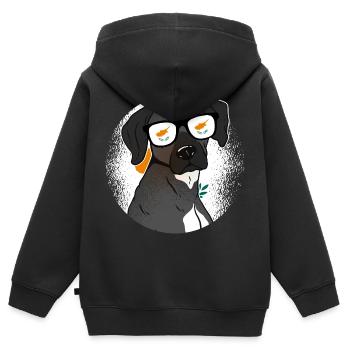 Chypre - Sweat Premium à capuche zippé enfant bio - noir - Dos - AI Model Kid Male (0cm)