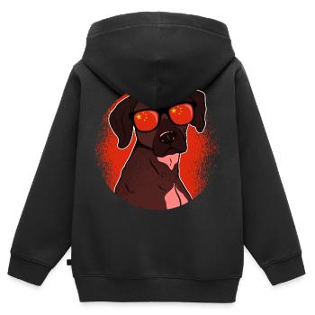 Chine - Sweat Premium à capuche zippé enfant bio - noir - Dos - AI Model Kid Male (0cm)