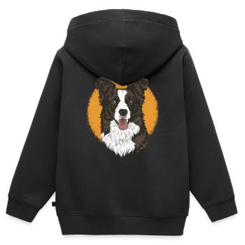 Border Collie - Kids Premium Organic Zip-up Hoodie - black - Back - AI Model Kid Male (0cm)