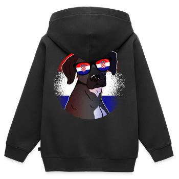 Kroatien - Kinder Premium Organic Zip Hoodie - Schwarz - Hinten - AI Model Kid Male (0cm)