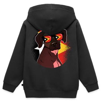 Timor oriental - Sweat Premium à capuche zippé enfant bio - noir - Dos - AI Model Kid Male (0cm)