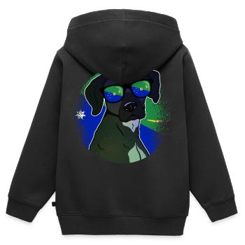 Île Christmas - Sweat Premium à capuche zippé enfant bio - noir - Dos - AI Model Kid Male (0cm)