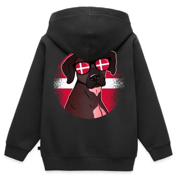 Dänemark - Kinder Premium Organic Zip Hoodie - Schwarz - Hinten - AI Model Kid Male (0cm)