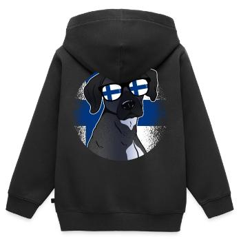 Finnland - Kinder Premium Organic Zip Hoodie - Schwarz - Hinten - AI Model Kid Male (0cm)