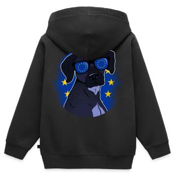 European Union - Kids Premium Organic Zip-up Hoodie - black - Back - AI Model Kid Male (0cm)