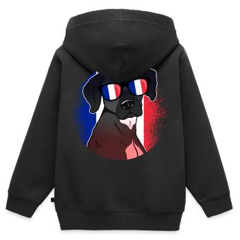 France - Kids Premium Organic Zip-up Hoodie - black - Back - AI Model Kid Male (0cm)