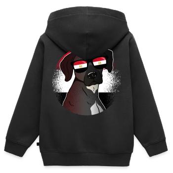 Égypte - Sweat Premium à capuche zippé enfant bio - noir - Dos - AI Model Kid Male (0cm)