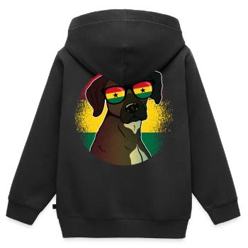 Ghana - Kinder Premium Organic Zip Hoodie - Schwarz - Hinten - AI Model Kid Male (0cm)